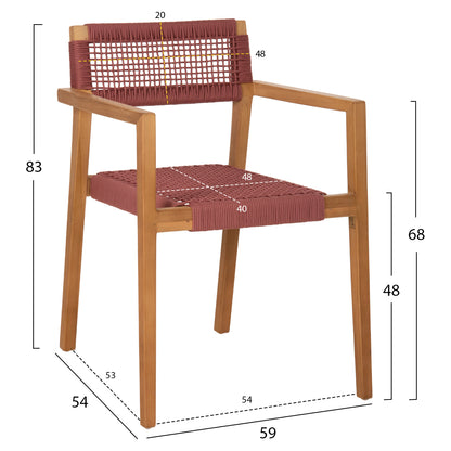 ΠΟΛΥΘΡΟΝΑ CHARLOTTE ΞΥΛΟ TEAK ΦΥΣΙΚΟ & ΡΟΖ ΣΧΟΙΝΙ 59x54x83