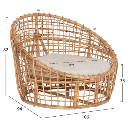 ΠΟΛΥΘΡΟΝΑ ENTO RATTAN ΣΕ ΦΥΣΙΚΟ ΜΠΕΖ ΜΑΞΙΛΑΡΙ 85x75x67