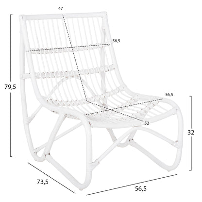 ΠΟΛΥΘΡΟΝΑ GRINN ΡΑΒΔΟΙ RATTAN ΣΕ ΛΕΥΚΟ 56,5x73,5x79,5