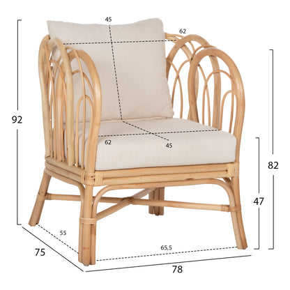 ΠΟΛΥΘΡΟΝΑ ESTOR RATTAN ΣΕ ΦΥΣΙΚΟ ΛΕΥΚΟ ΜΑΞΙΛΑΡΙ 78x75x92
