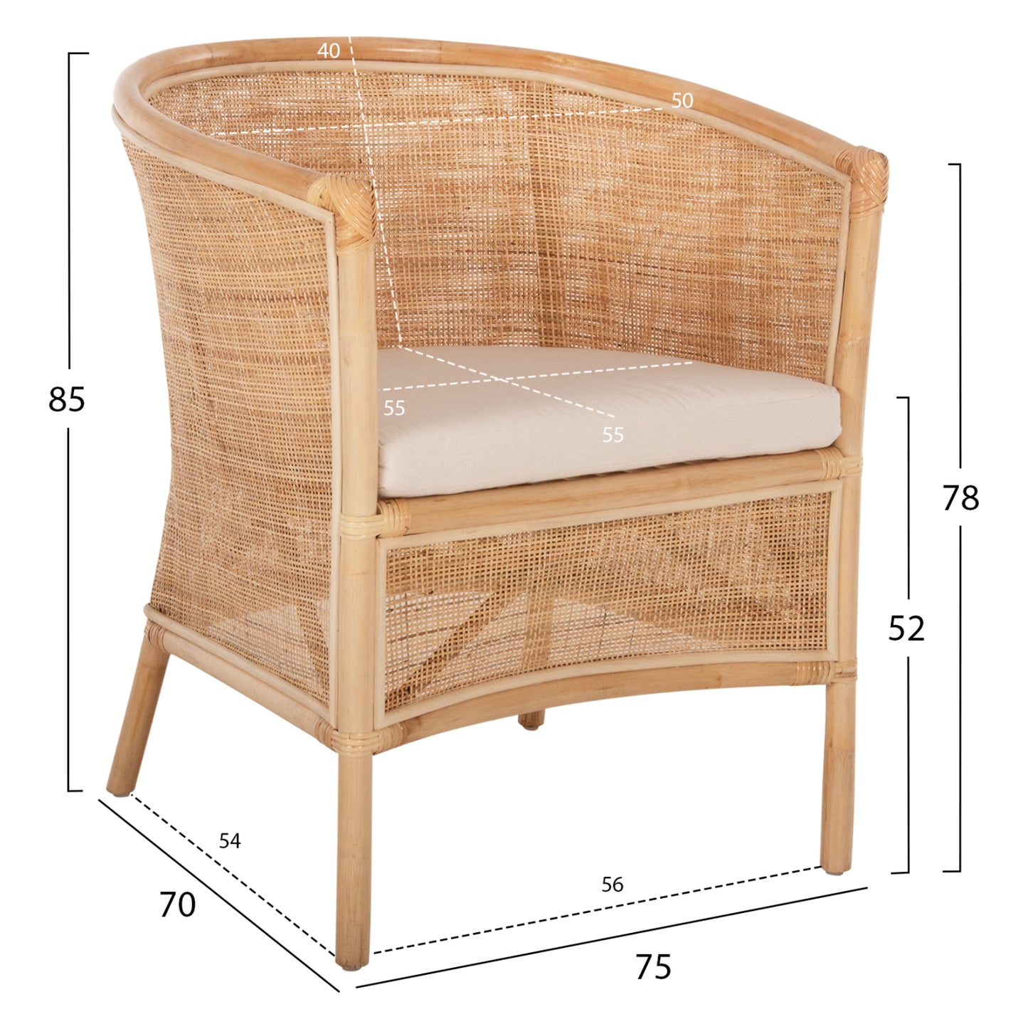 ΠΟΛΥΘΡΟΝΑ APRON RATTAN ΠΛΕΚΤΟ ΣΕ ΦΥΣΙΚΟ ΛΕΥΚΟ ΜΑΞΙΛΑΡΙ 75x70x85