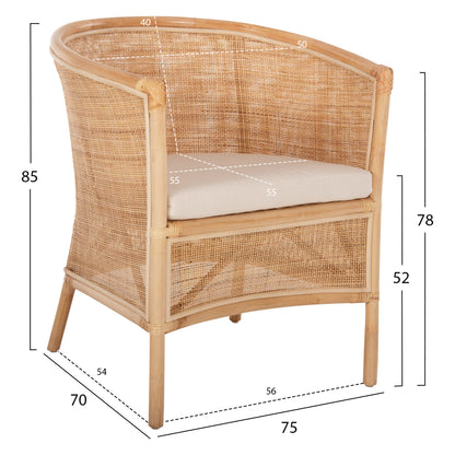 ΠΟΛΥΘΡΟΝΑ APRON RATTAN ΠΛΕΚΤΟ ΣΕ ΦΥΣΙΚΟ ΛΕΥΚΟ ΜΑΞΙΛΑΡΙ 75x70x85