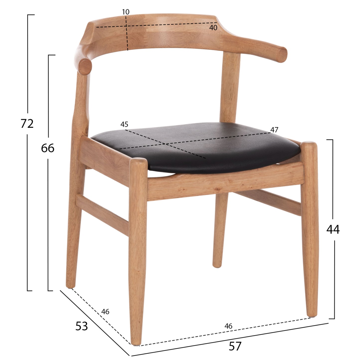 ΠΟΛΥΘΡΟΝΑ CERSEI RUBBERWOOD ΣΕ LIGHT OAK & PU ΣΕ ΜΑΥΡΟ 57x53x72