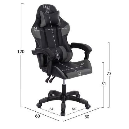 GAMING CHAIR DARREN BLACK GREY PVC 60x60x120