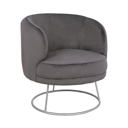 ARMCHAIR ARIEN GREY VELVET WITH SILVER BASE 80x75x82