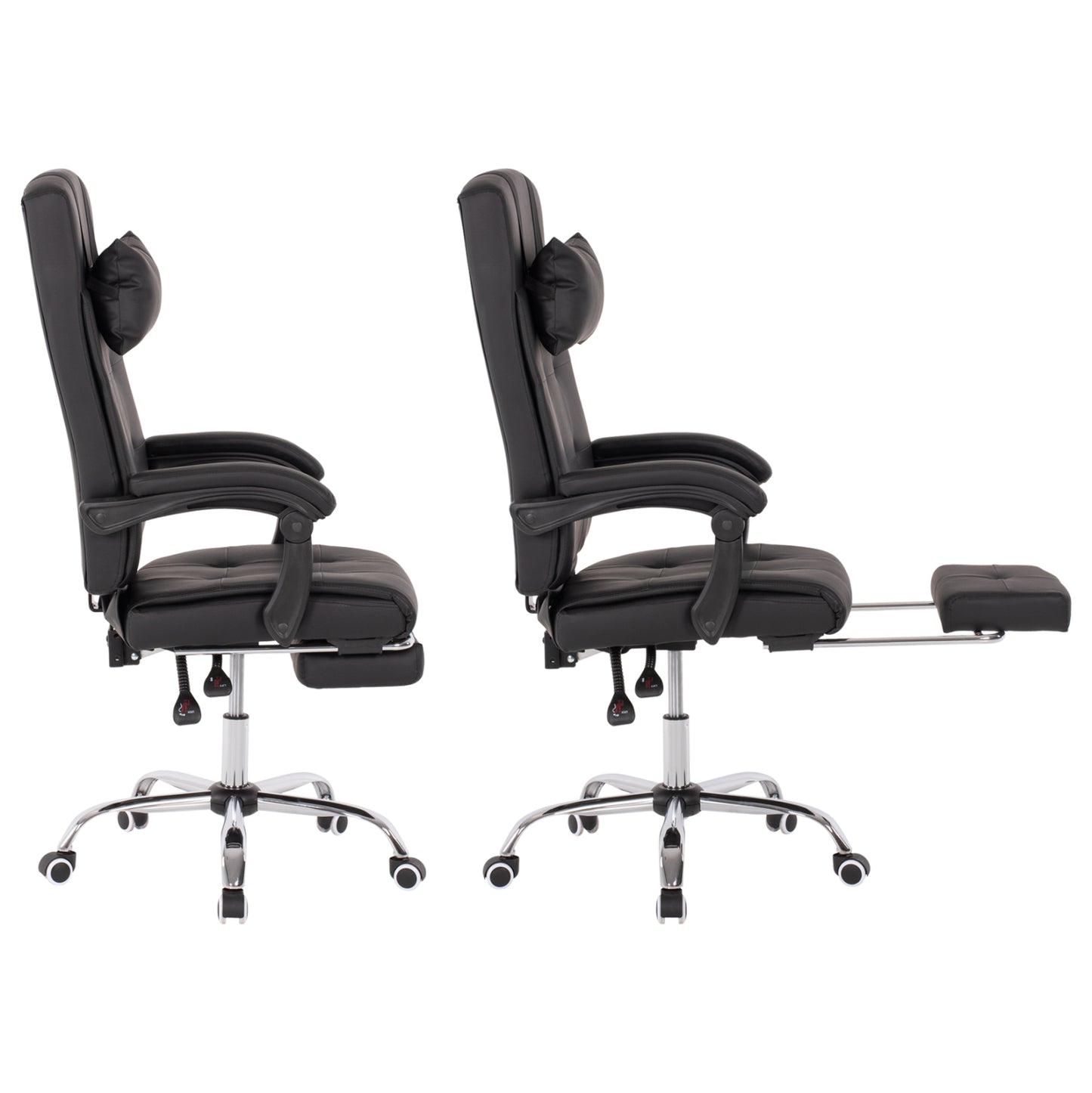 EXECUTIVE OFFICE CHAIR BLACK WITH RETRACTABLE FOOTREST 58x71x128