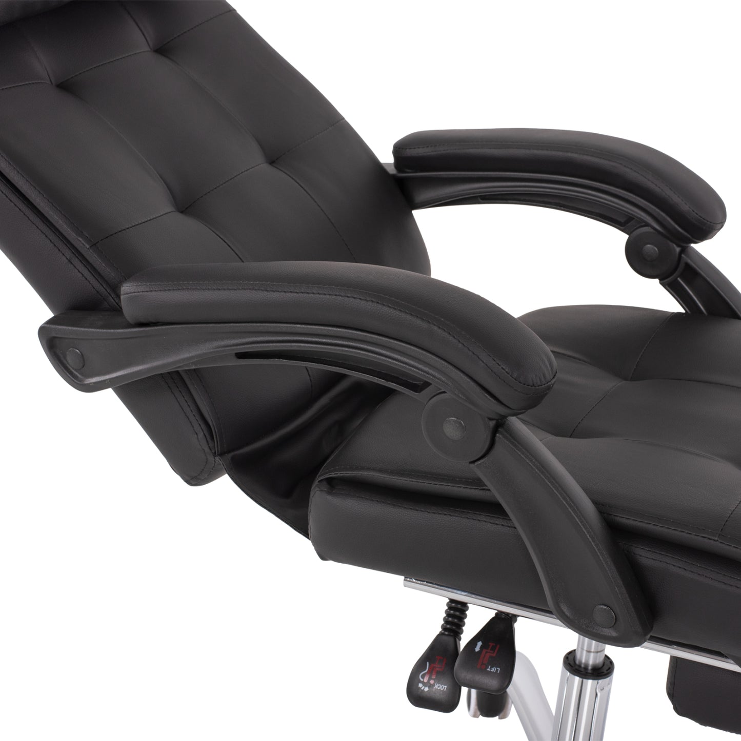 EXECUTIVE OFFICE CHAIR BLACK WITH RETRACTABLE FOOTREST 58x71x128