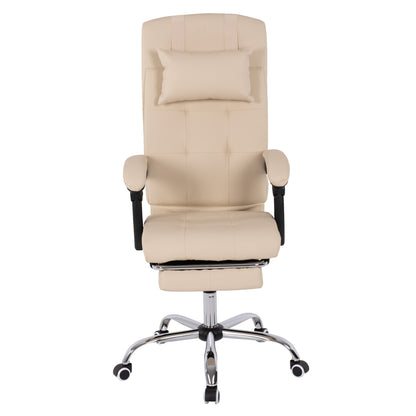 MANAGER'S OFFICE CHAIR BEIGE WITH FOLDABLE FOOTREST 58x71x128