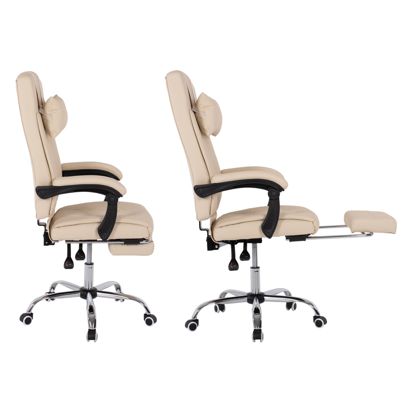 MANAGER'S OFFICE CHAIR BEIGE WITH FOLDABLE FOOTREST 58x71x128
