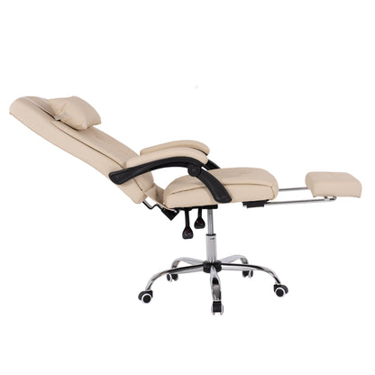 MANAGER'S OFFICE CHAIR BEIGE WITH FOLDABLE FOOTREST 58x71x128
