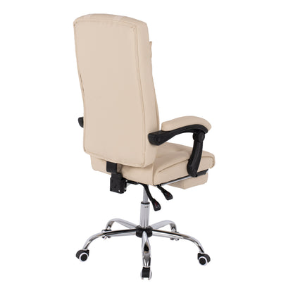 MANAGER'S OFFICE CHAIR BEIGE WITH FOLDABLE FOOTREST 58x71x128