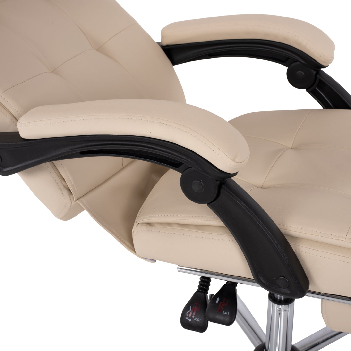 MANAGER'S OFFICE CHAIR BEIGE WITH FOLDABLE FOOTREST 58x71x128