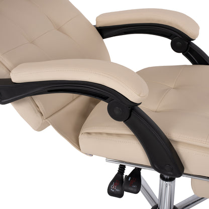 MANAGER'S OFFICE CHAIR BEIGE WITH FOLDABLE FOOTREST 58x71x128
