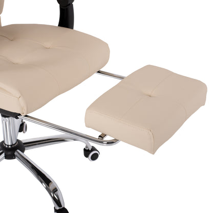 MANAGER'S OFFICE CHAIR BEIGE WITH FOLDABLE FOOTREST 58x71x128
