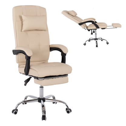 MANAGER'S OFFICE CHAIR BEIGE WITH FOLDABLE FOOTREST 58x71x128