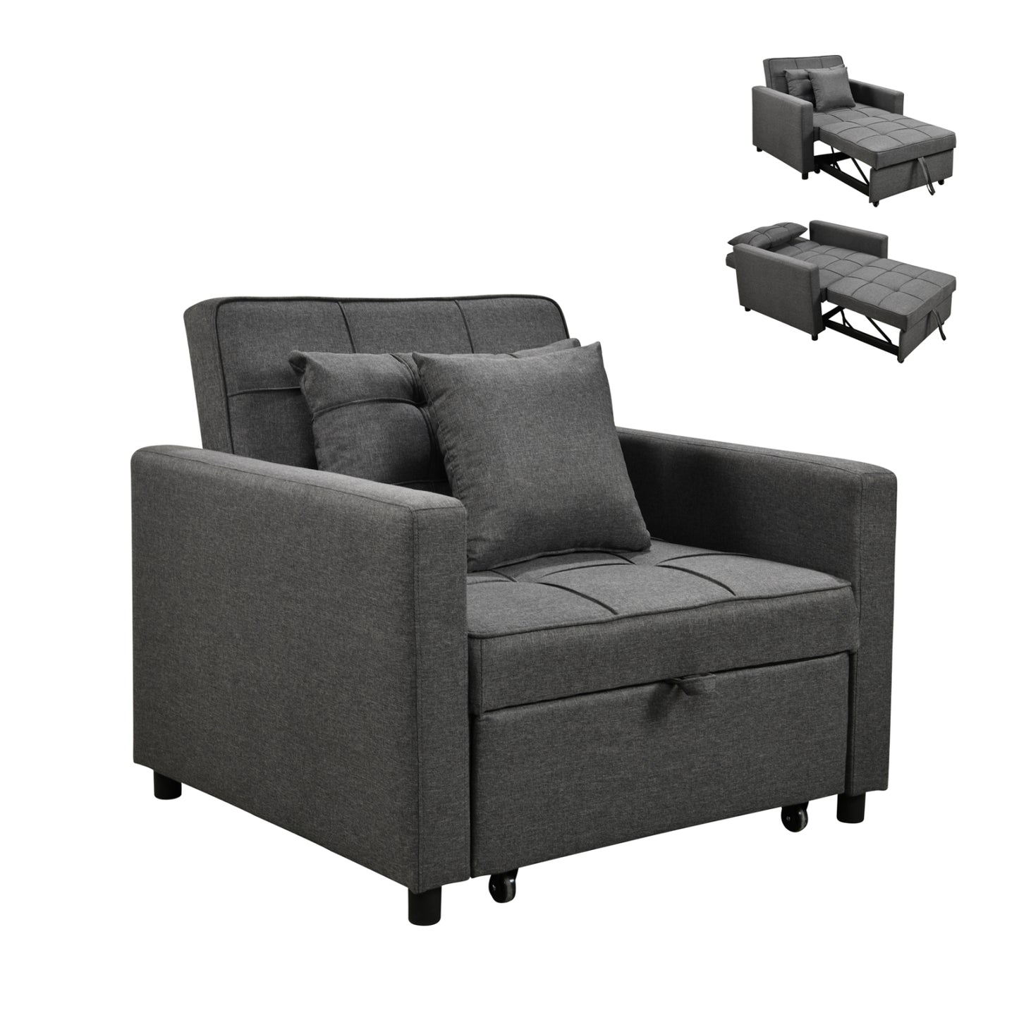 ARMCHAIR-BED MERO GREY FABRIC 98x85x88