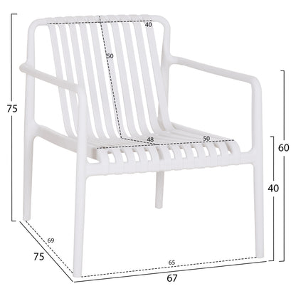 OUTDOOR LOUNGE ARMCHAIR MALEN WHITE POLYPROPYLENE 67x75x75