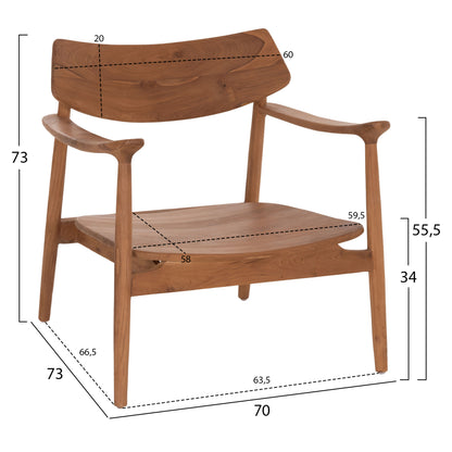 ΠΟΛΥΘΡΟΝΑ LOUNGE RANGER ΞΥΛΟ TEAK ΣΕ ΦΥΣΙΚΟ 70x73x73