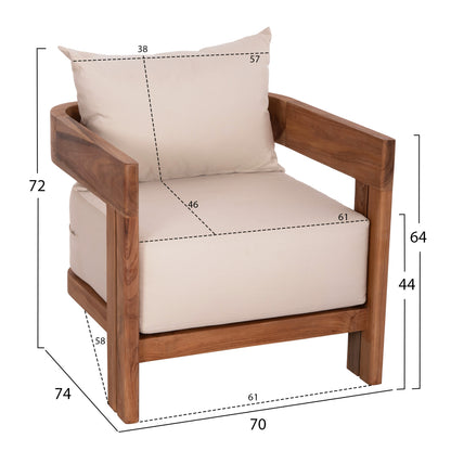 ΠΟΛΥΘΡΟΝΑ LOUNGE KIOTO ΞΥΛΟ ΤΕΑΚ ΦΥΣΙΚΟ ΧΡΩΜΑ 70x74x72