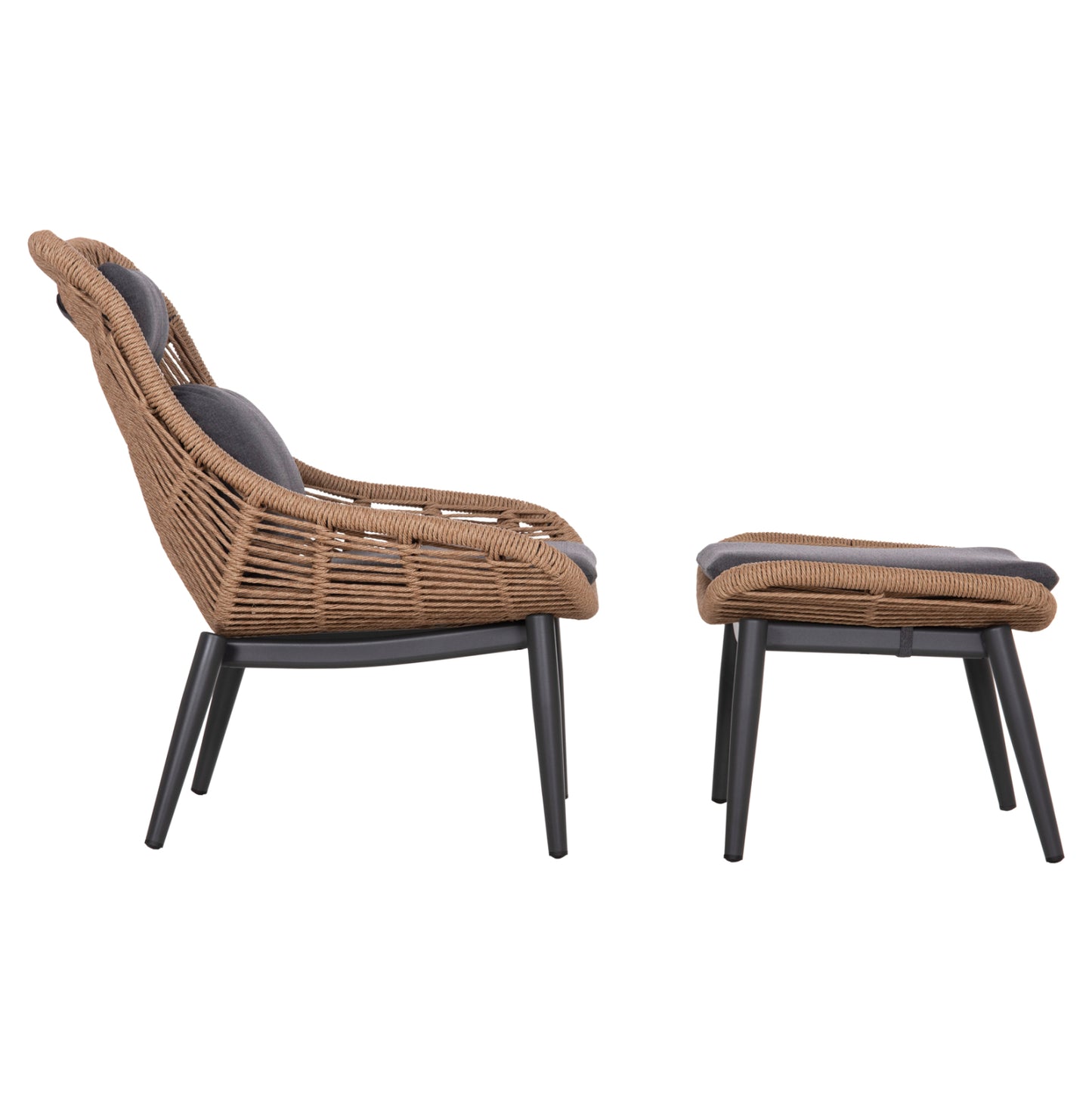 ΠΟΛΥΘΡΟΝΑ LOUNGE ΜΕ ΥΠΟΠΟΔΙΟ REMVAZZO ΑΛΟΥΜΙΝΙΟ ΓΚΡΙ-WICKER 90x85x96