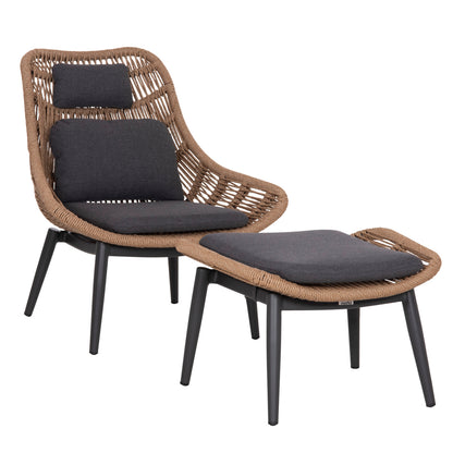 ΠΟΛΥΘΡΟΝΑ LOUNGE ΜΕ ΥΠΟΠΟΔΙΟ REMVAZZO ΑΛΟΥΜΙΝΙΟ ΓΚΡΙ-WICKER 90x85x96