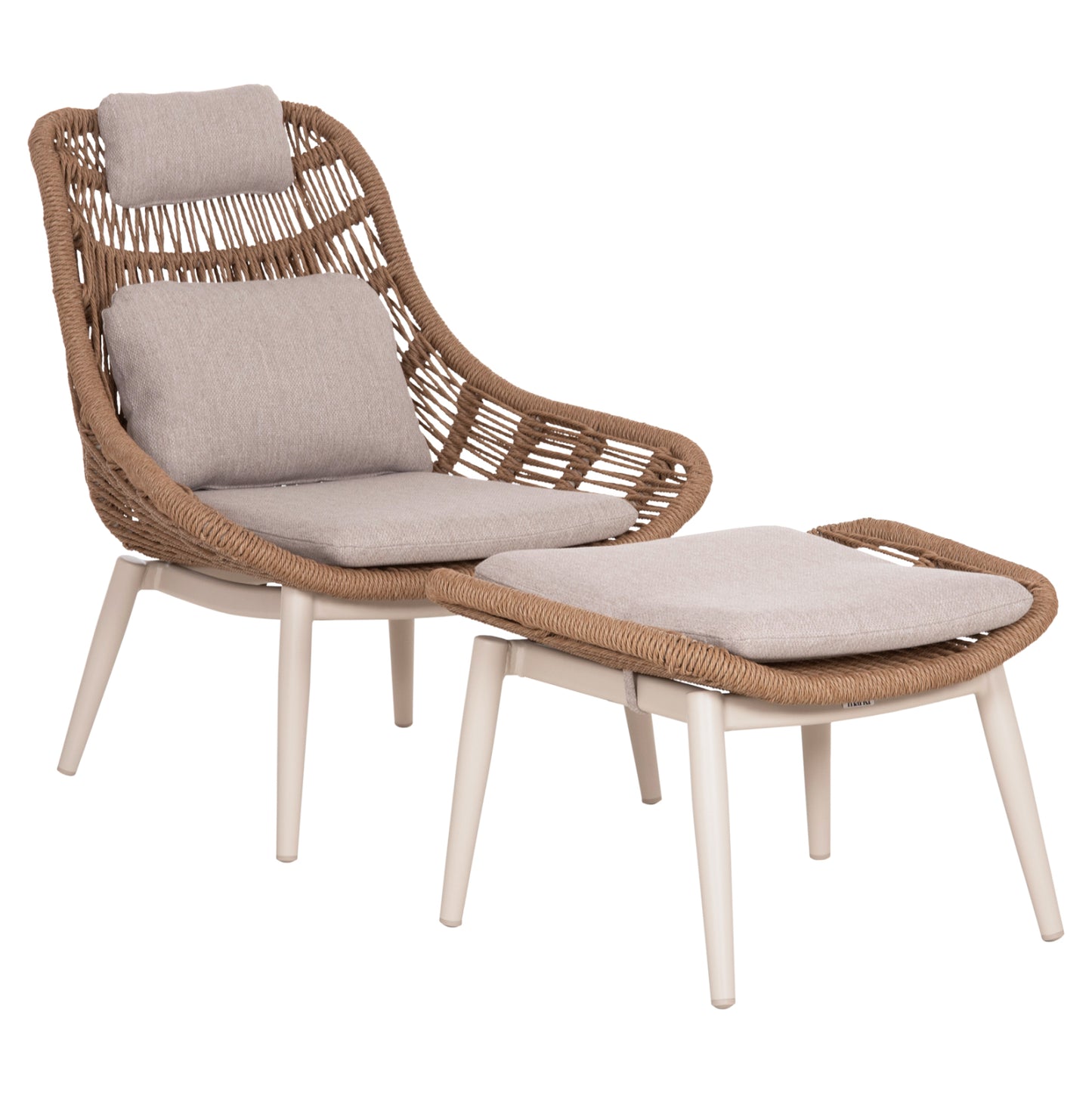 ΠΟΛΥΘΡΟΝΑ LOUNGE ΜΕ ΥΠΟΠΟΔΙΟ REMVAZZO ΑΛΟΥΜΙΝΙΟ ΜΠΕΖ-WICKER 90x85x96