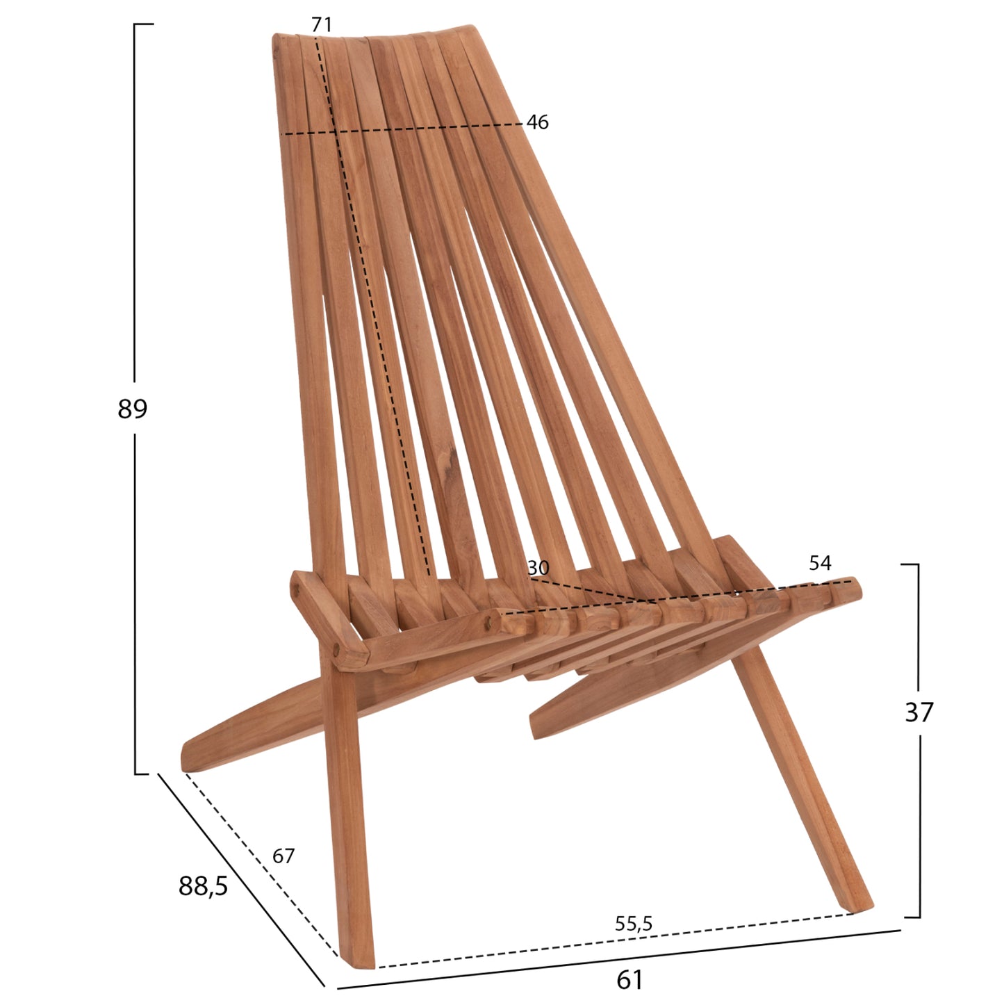 ΠΟΛΥΘΡΟΝΑ LOUNGE ΠΤΥΣΣΟΜΕΝΗ SHIGAO ΞΥΛΟ TEAK ΦΥΣΙΚΟ 61x88.5x89