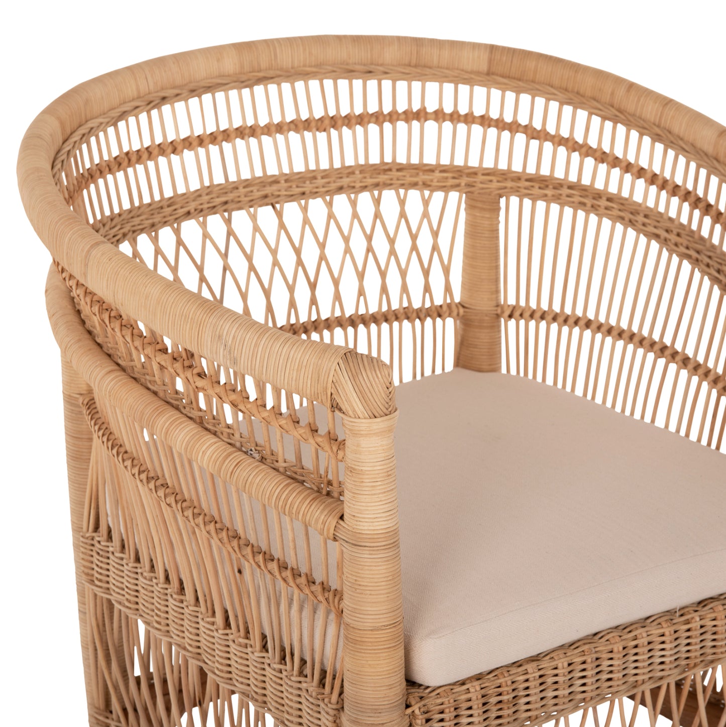 ΠΟΛΥΘΡΟΝΑ MALAWI ΞΥΛΟ ΜΑΟΝΙ ΕΠΕΝΔΥΣΗ RATTAN ΛΕΥΚΟ ΜΑΞΙΛΑΡΙ ΚΑΘΙΣΜΑΤΟΣ 80x70x86