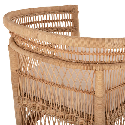 ΠΟΛΥΘΡΟΝΑ MALAWI ΞΥΛΟ ΜΑΟΝΙ ΕΠΕΝΔΥΣΗ RATTAN ΛΕΥΚΟ ΜΑΞΙΛΑΡΙ ΚΑΘΙΣΜΑΤΟΣ 80x70x86