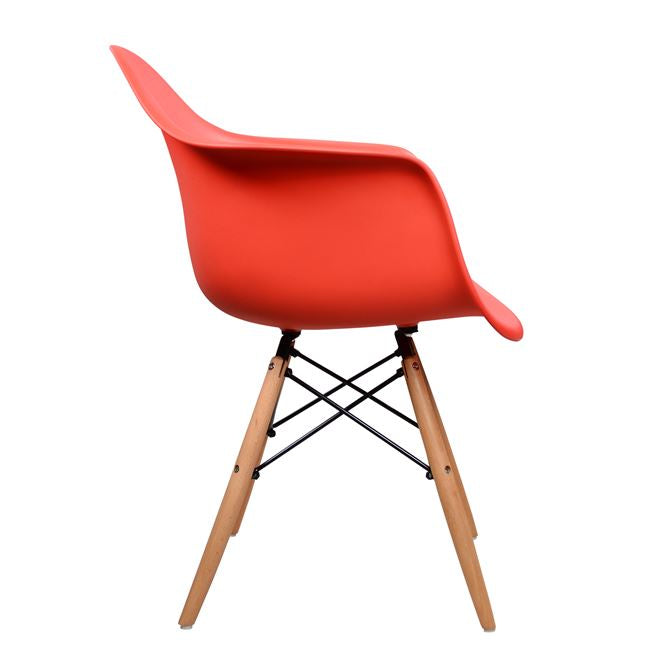 ARMCHAIR WITH WOODEN LEGS & RED SEAT MIRTO 64x60x81