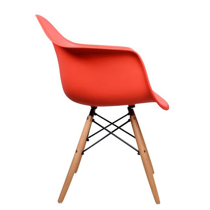 ARMCHAIR WITH WOODEN LEGS & RED SEAT MIRTO 64x60x81