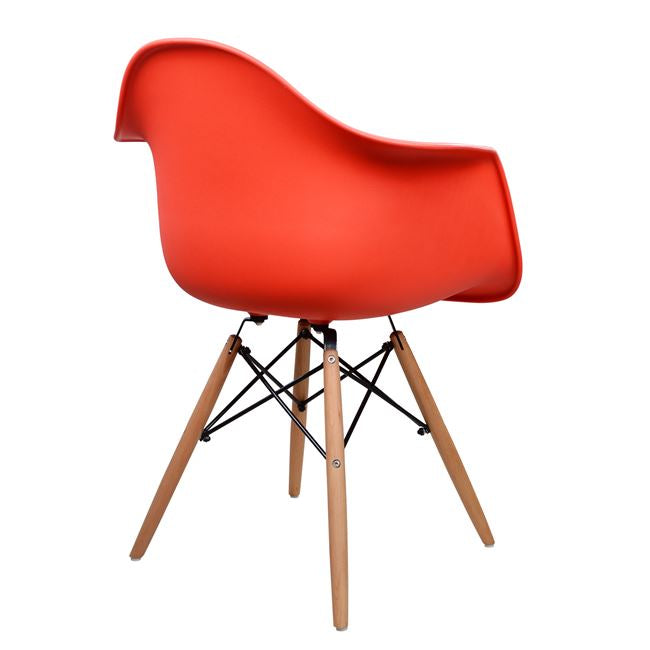 ARMCHAIR WITH WOODEN LEGS & RED SEAT MIRTO 64x60x81