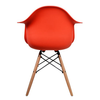 ARMCHAIR WITH WOODEN LEGS & RED SEAT MIRTO 64x60x81