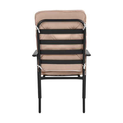 ENDIKA METAL ARMCHAIR IN BROWN WITH BEIGE CUSHION 60x71x105
