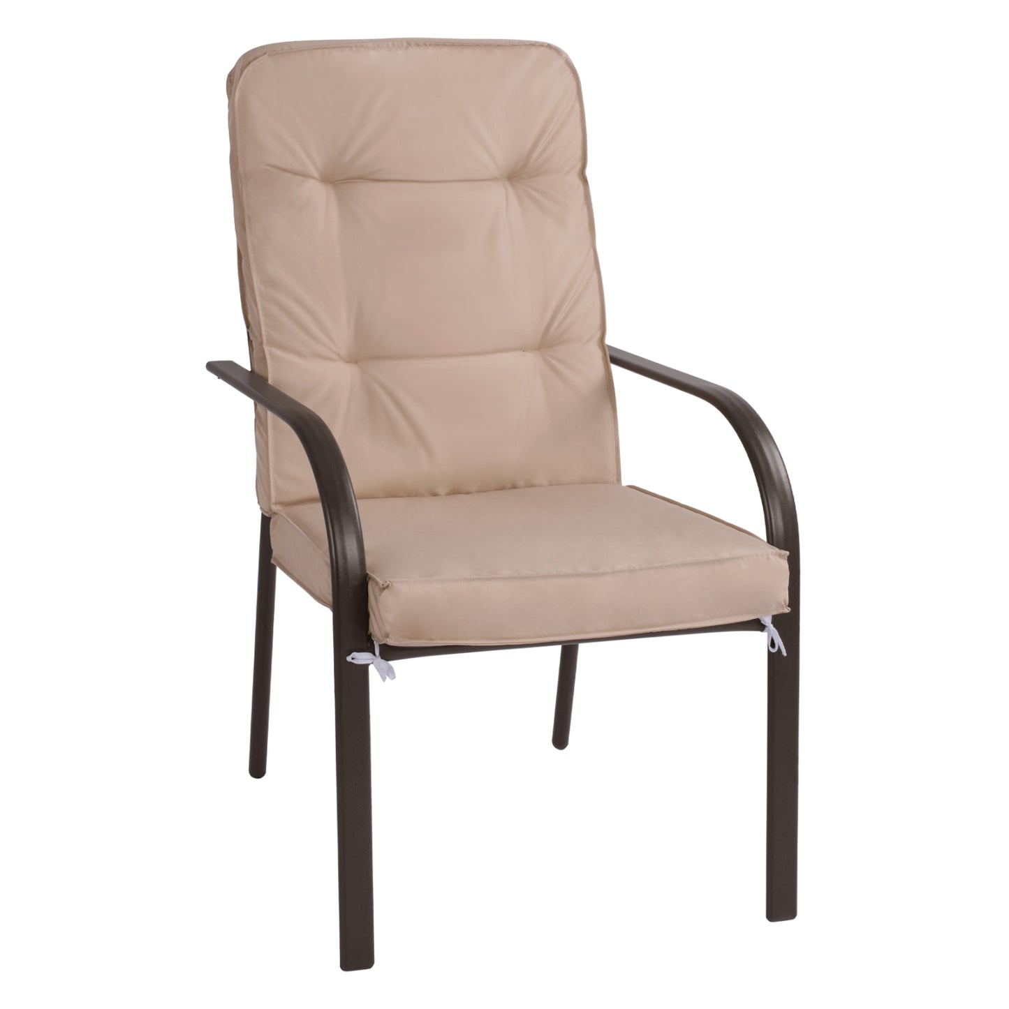 ENDIKA METAL ARMCHAIR IN BROWN WITH BEIGE CUSHION 60x71x105