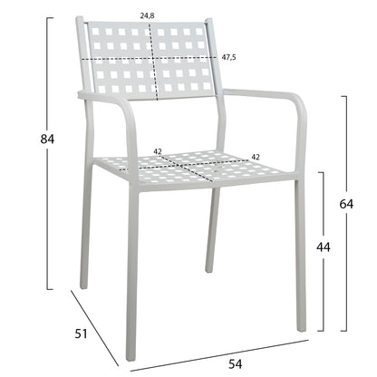 ZETA METAL ARMCHAIR IN WHITE 54x51x84