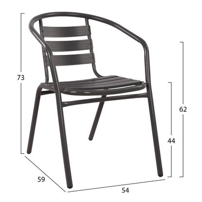 ARMCHAIR LAURA METAL GREY WITH ALUMINUM SLATS 54x59x73