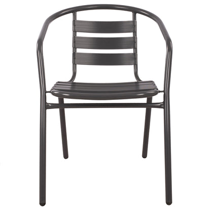 ARMCHAIR LAURA METAL GREY WITH ALUMINUM SLATS 54x59x73