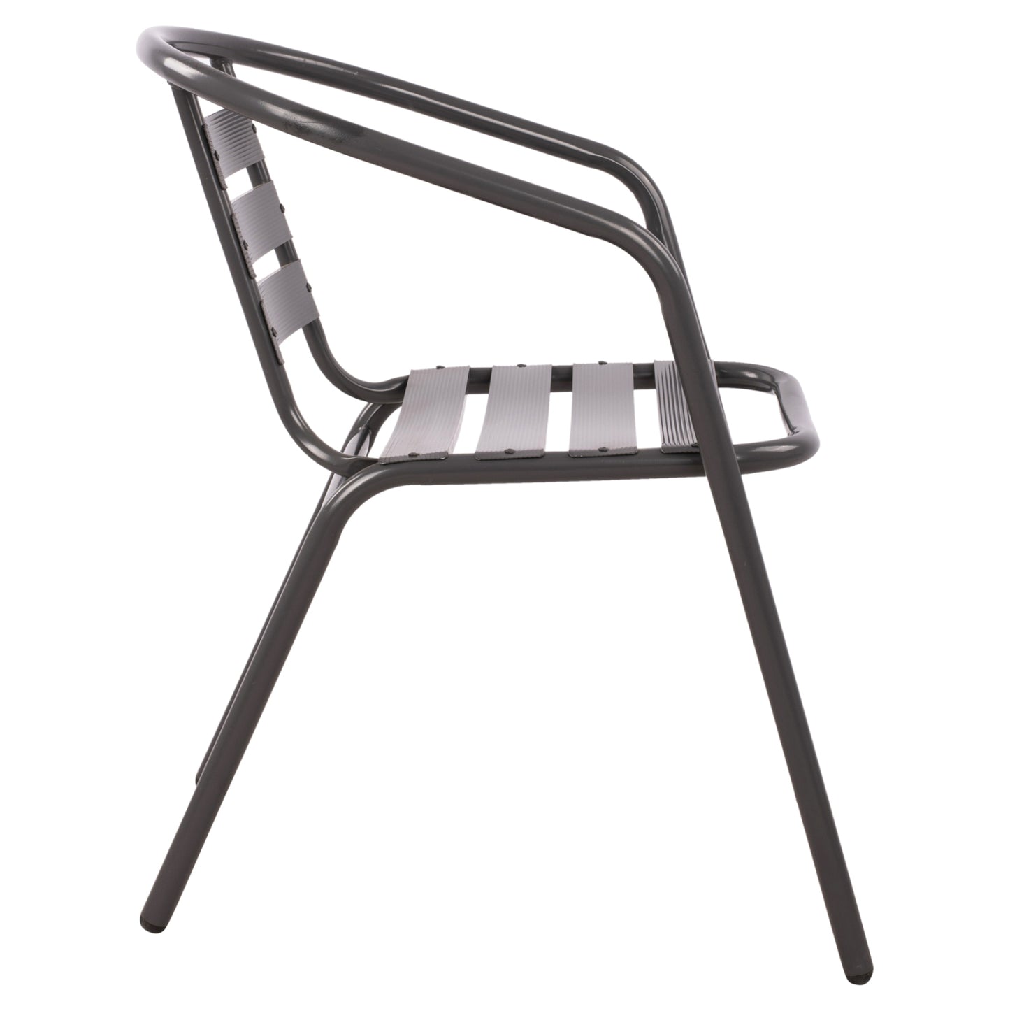 ARMCHAIR LAURA METAL GREY WITH ALUMINUM SLATS 54x59x73