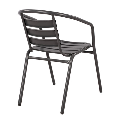 ARMCHAIR LAURA METAL GREY WITH ALUMINUM SLATS 54x59x73