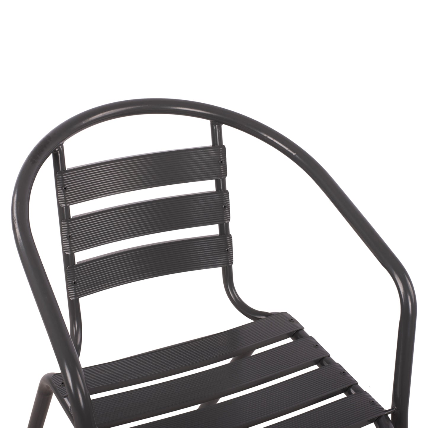 ARMCHAIR LAURA METAL GREY WITH ALUMINUM SLATS 54x59x73
