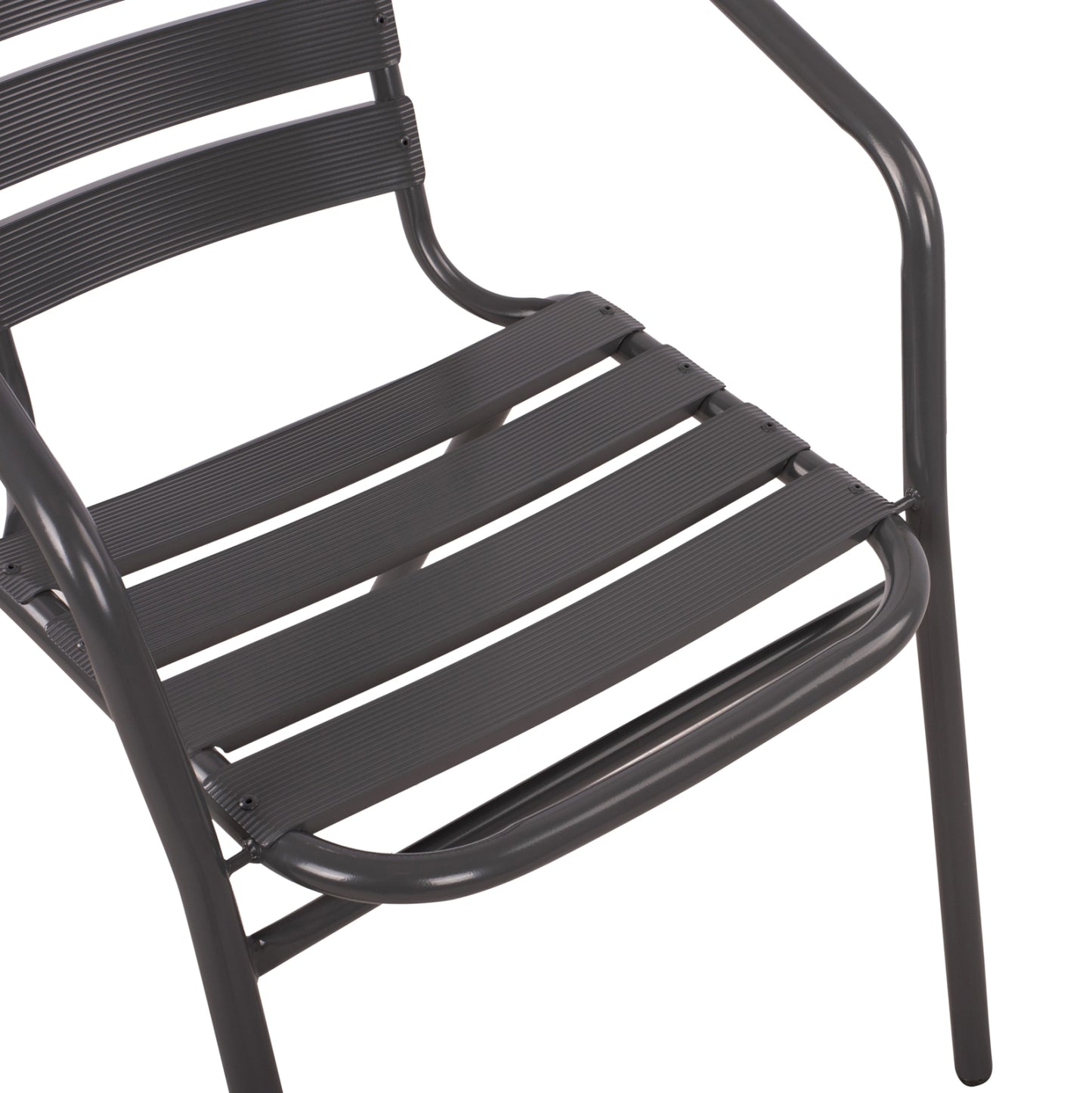 ARMCHAIR LAURA METAL GREY WITH ALUMINUM SLATS 54x59x73