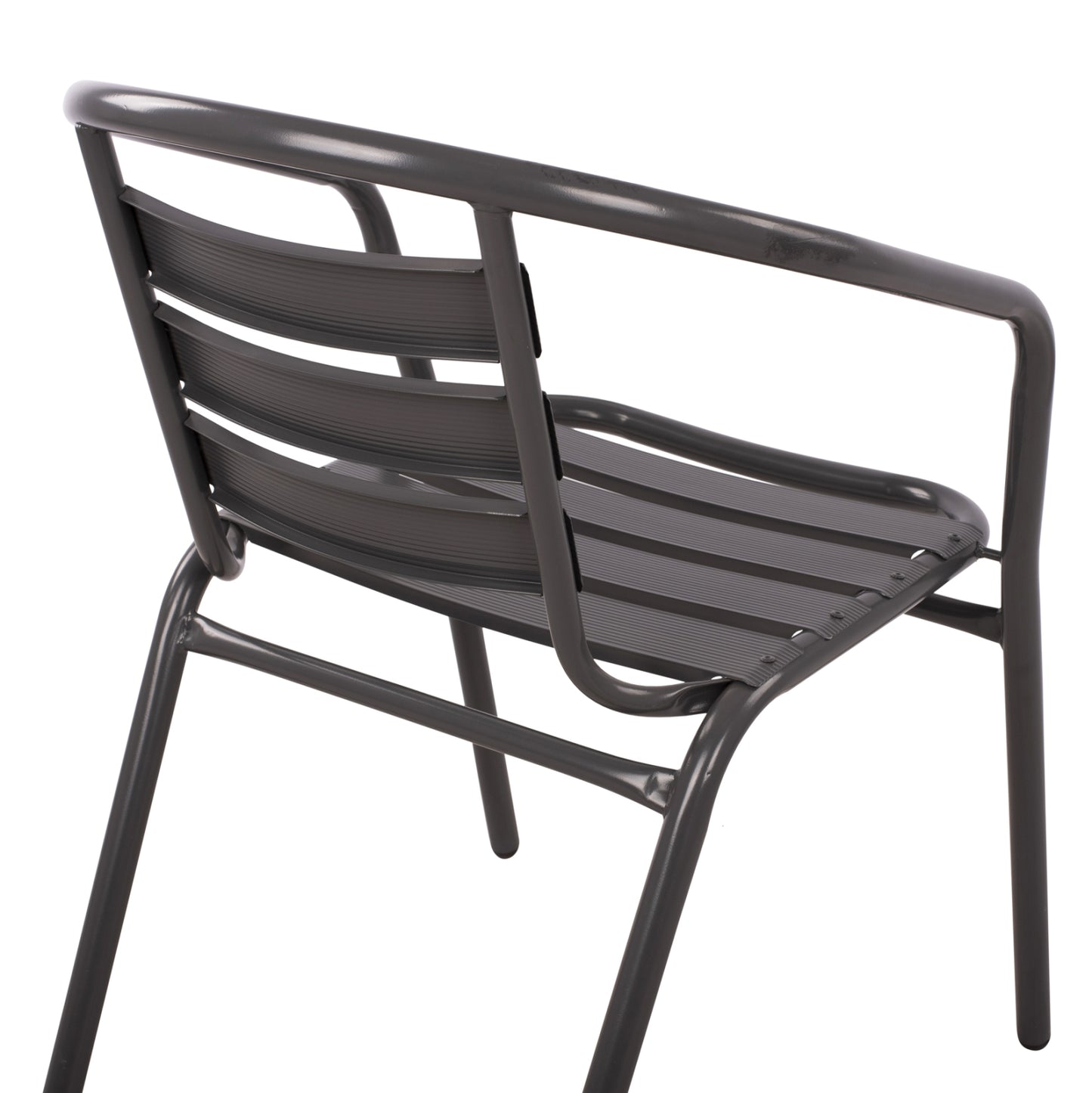 ARMCHAIR LAURA METAL GREY WITH ALUMINUM SLATS 54x59x73