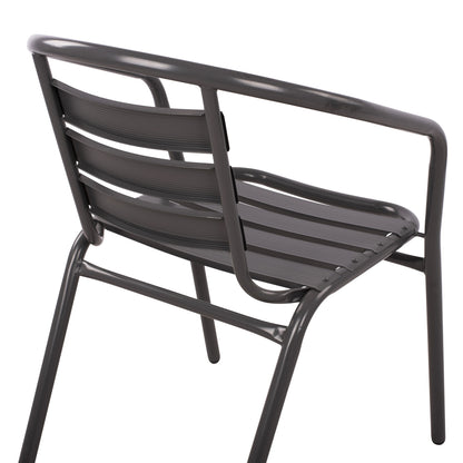 ARMCHAIR LAURA METAL GREY WITH ALUMINUM SLATS 54x59x73