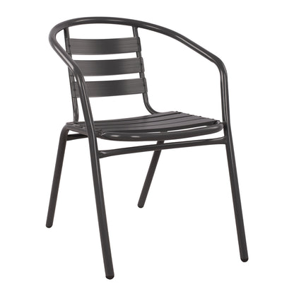 ARMCHAIR LAURA METAL GREY WITH ALUMINUM SLATS 54x59x73