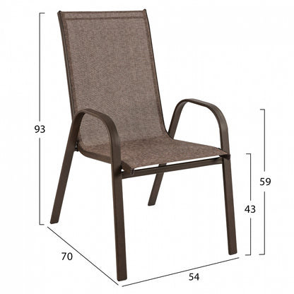 ARMCHAIR OUTDOOR LEON METAL BROWN WITH TEXTILENE BROWN 54x70x93