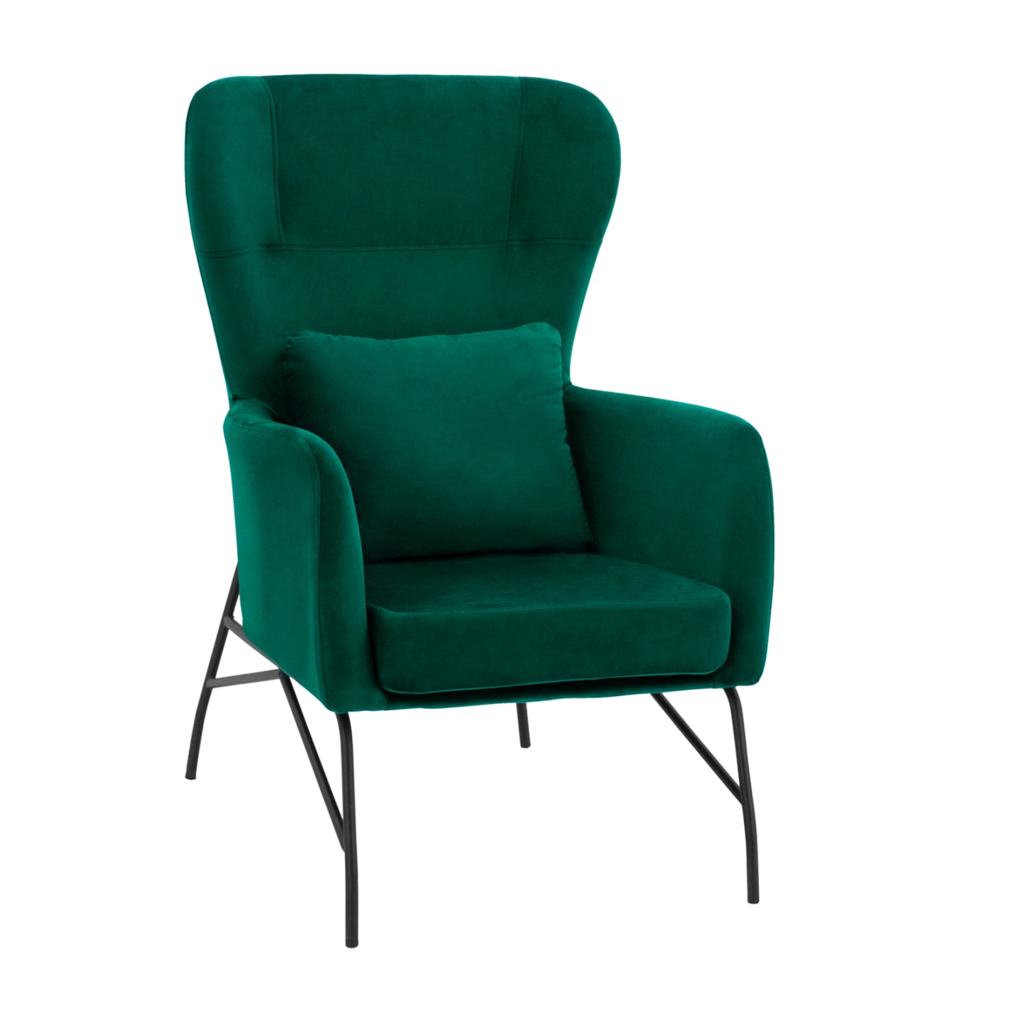 VELVET BERGERE ARMCHAIR, CYPRESS WITH BLACK METAL LEG 67x80x102