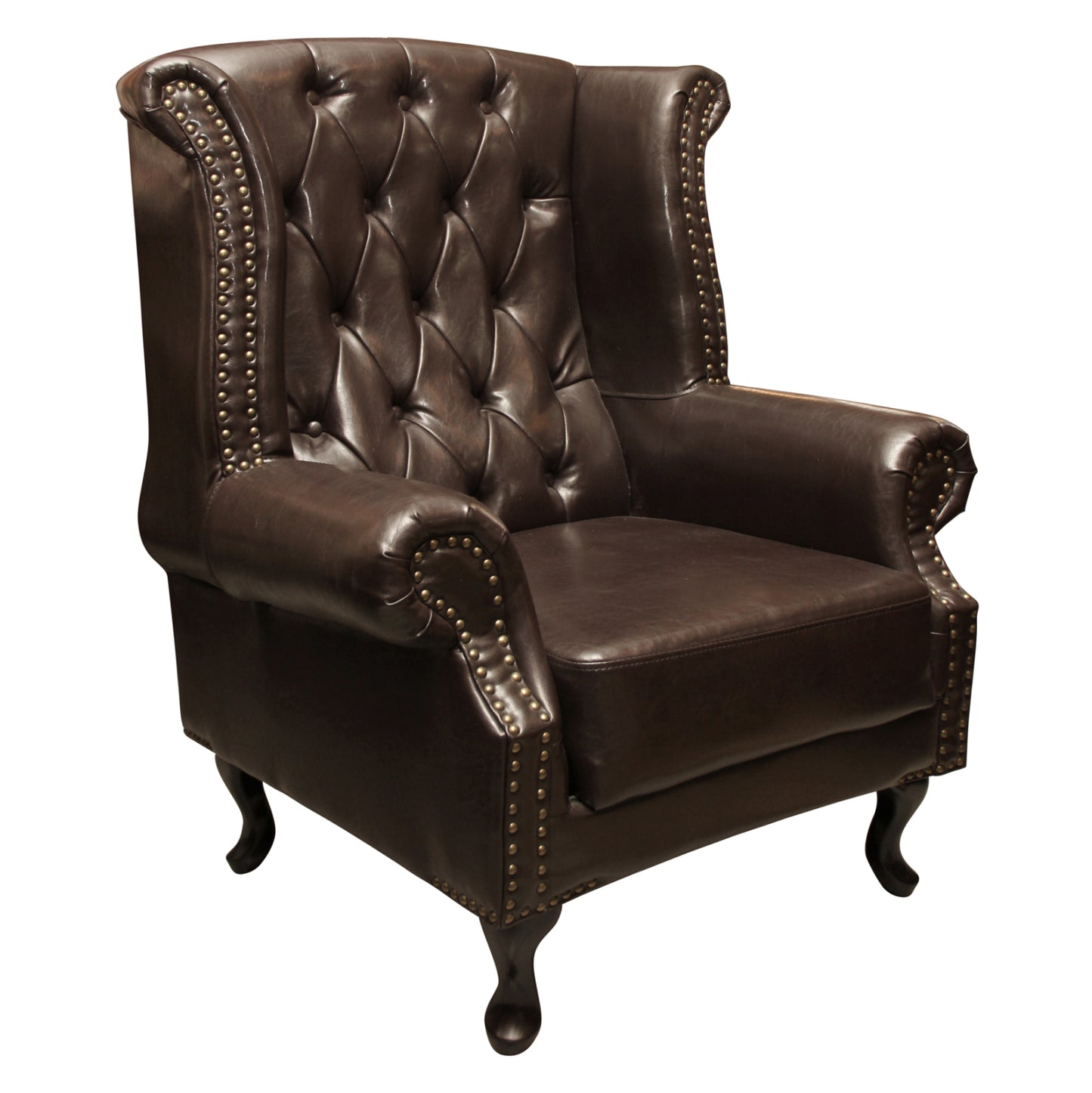 ARMCHAIR-BERGERE T. CHESTERFIELD POLINA PU DK. BROWN 83x75x107