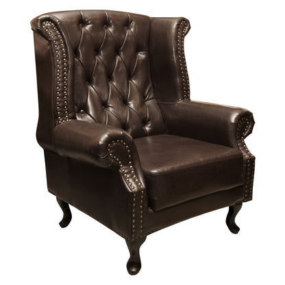 ARMCHAIR-BERGERE T. CHESTERFIELD POLINA PU DK. BROWN 83x75x107