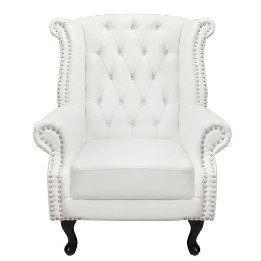 ARMCHAIR-BERGERE T. CHESTERFIELD POLINA PU WHITE MATT 83x75x107